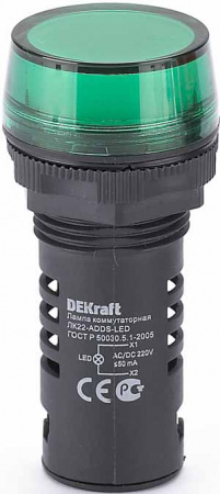DEKRAFT LK-22 Green lamp LED switch Adds d = 22mm 220V AC/DC